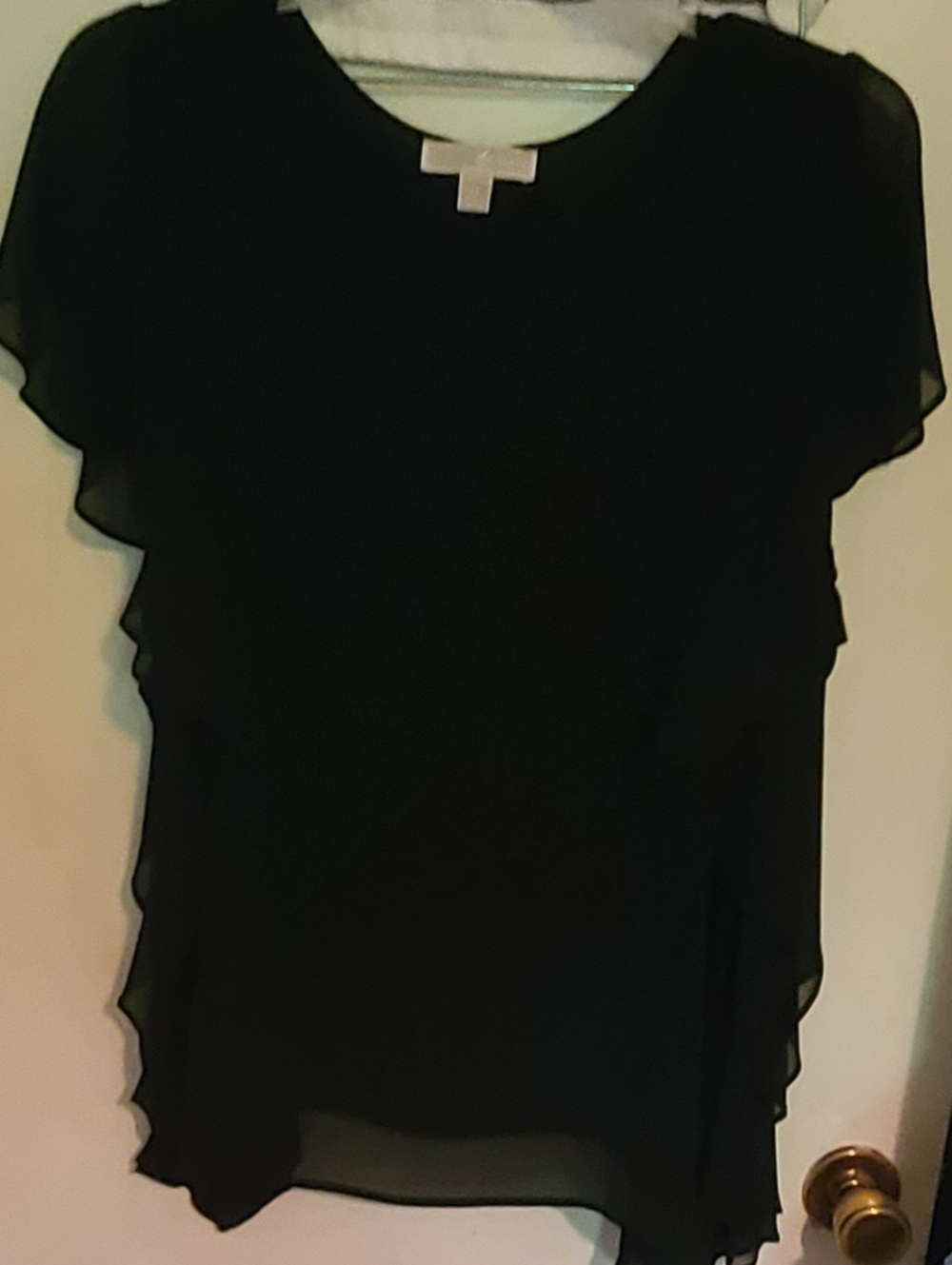 MICHAEL Michael Kors Black Ruffle Sleeve Chiffon Blouse 2X
